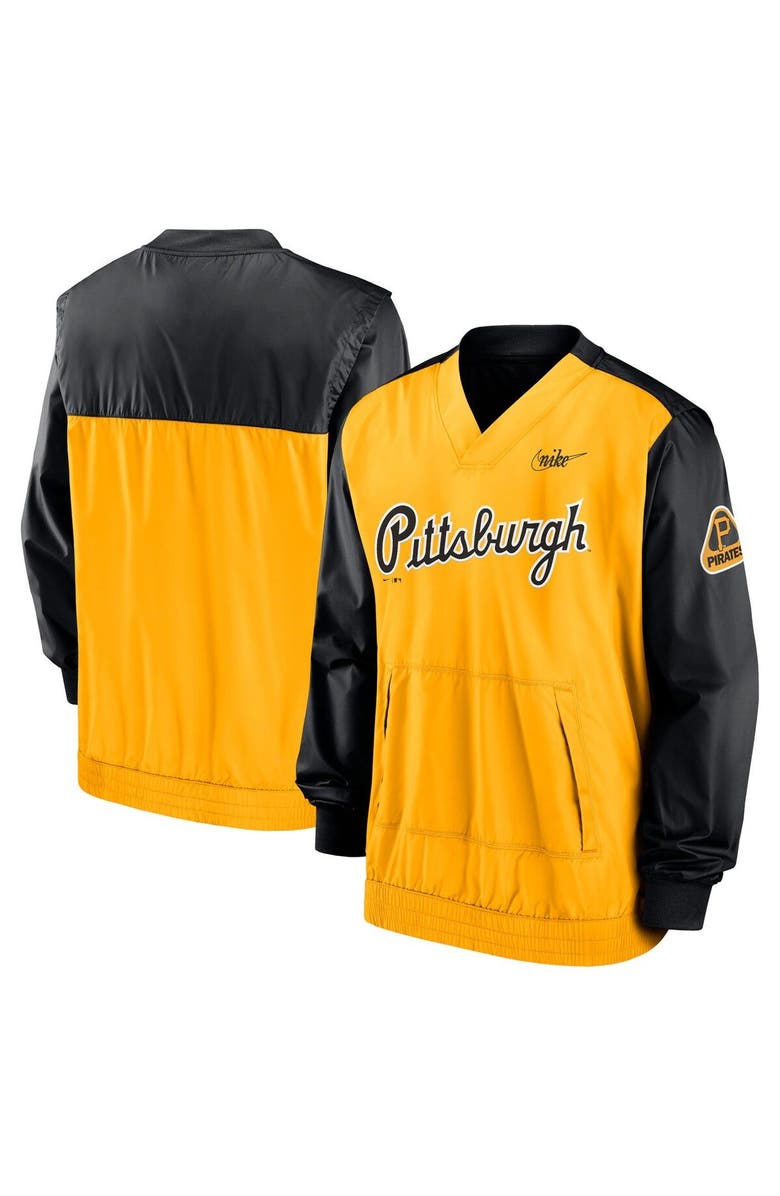 Nike Men's Nike Black/Gold Pittsburgh Pirates Cooperstown Collection V-Neck Pullover Windbreaker, Main, color, Black
