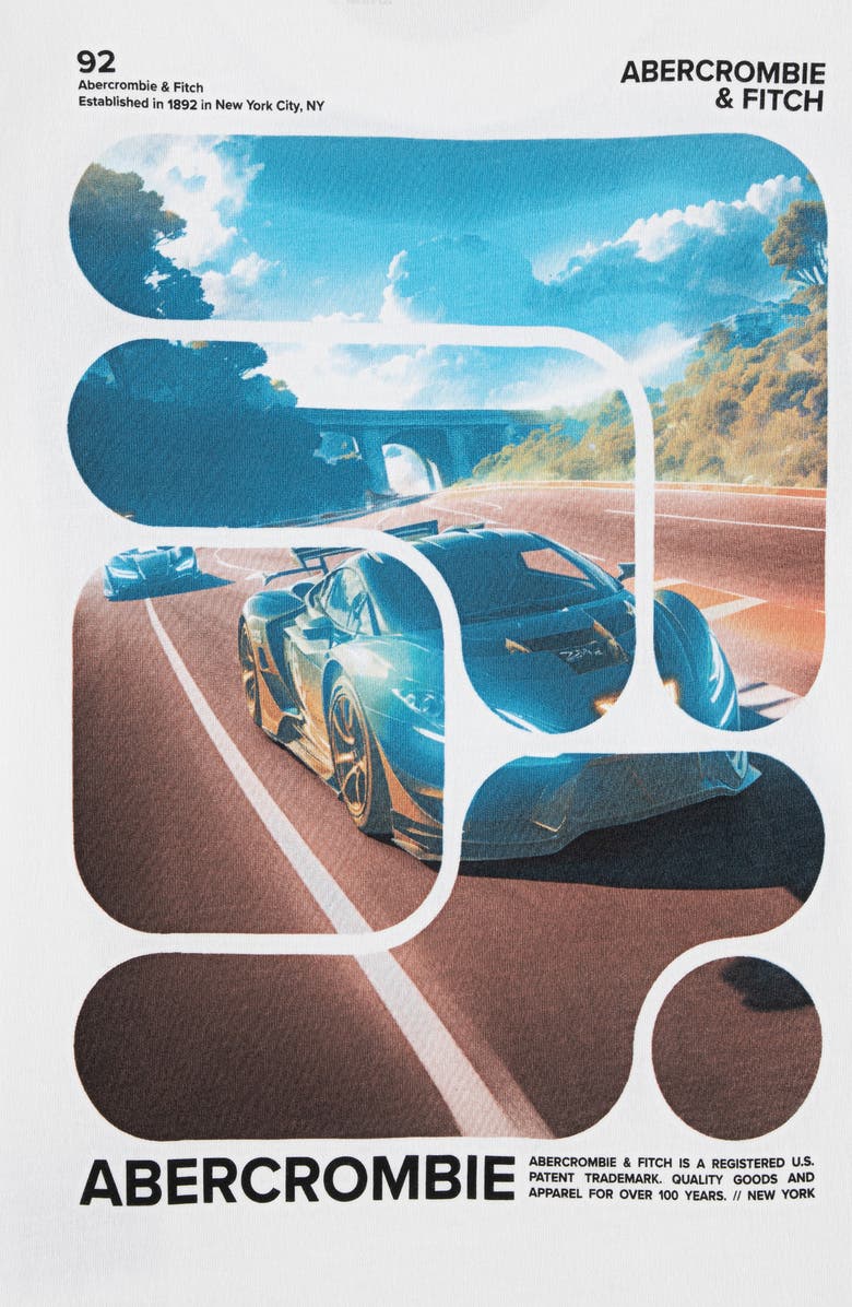 abercrombie kids Kids' Car Paradise Graphic T-Shirt, Alternate, color, Bright White