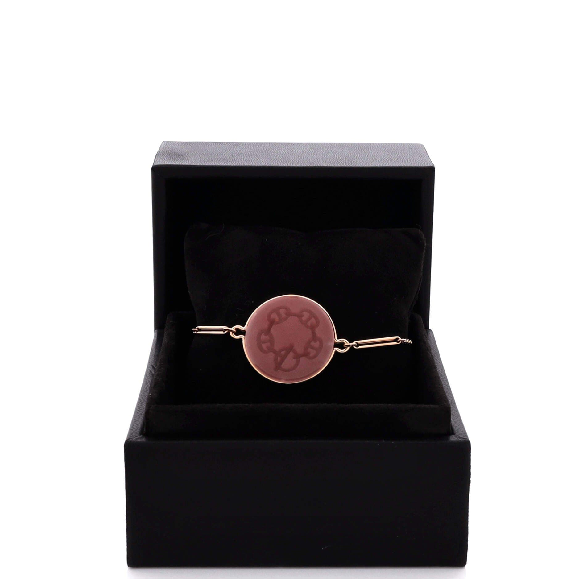 Ex-Libris Bracelet 18K Rose Gold with Pink Chalcedony Large, Alternate, color, Metallic Gold