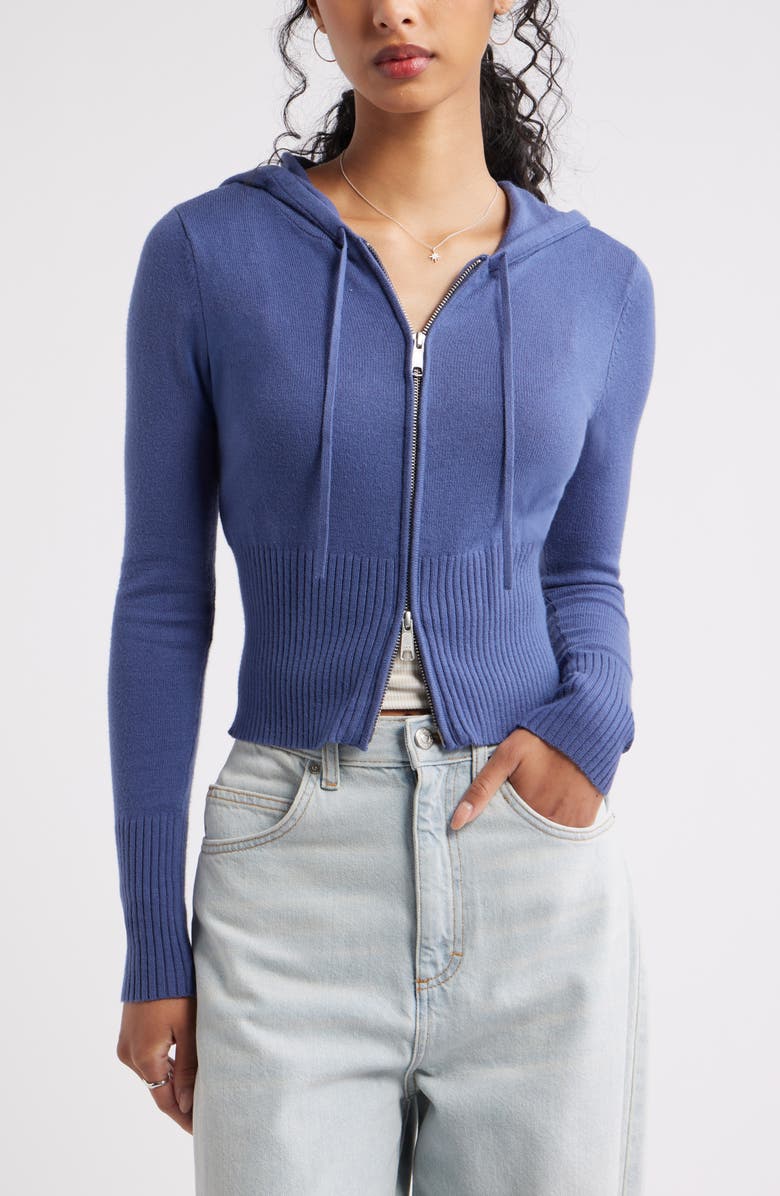 BP. Fitted Cotton Blend Hoodie, Main, color, Blue Indigo