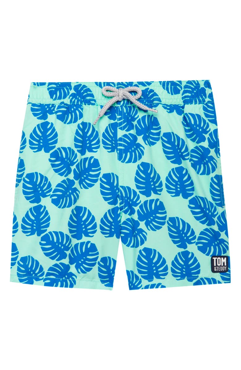 Tom & Teddy Kids' Frond Swim Trunks, Main, color, 