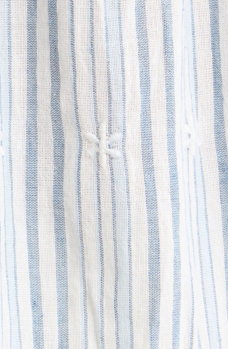 Lucky Brand Lace & Embroidery Detail Stripe Cotton & Linen Top, Alternate, color, Blue Stripe