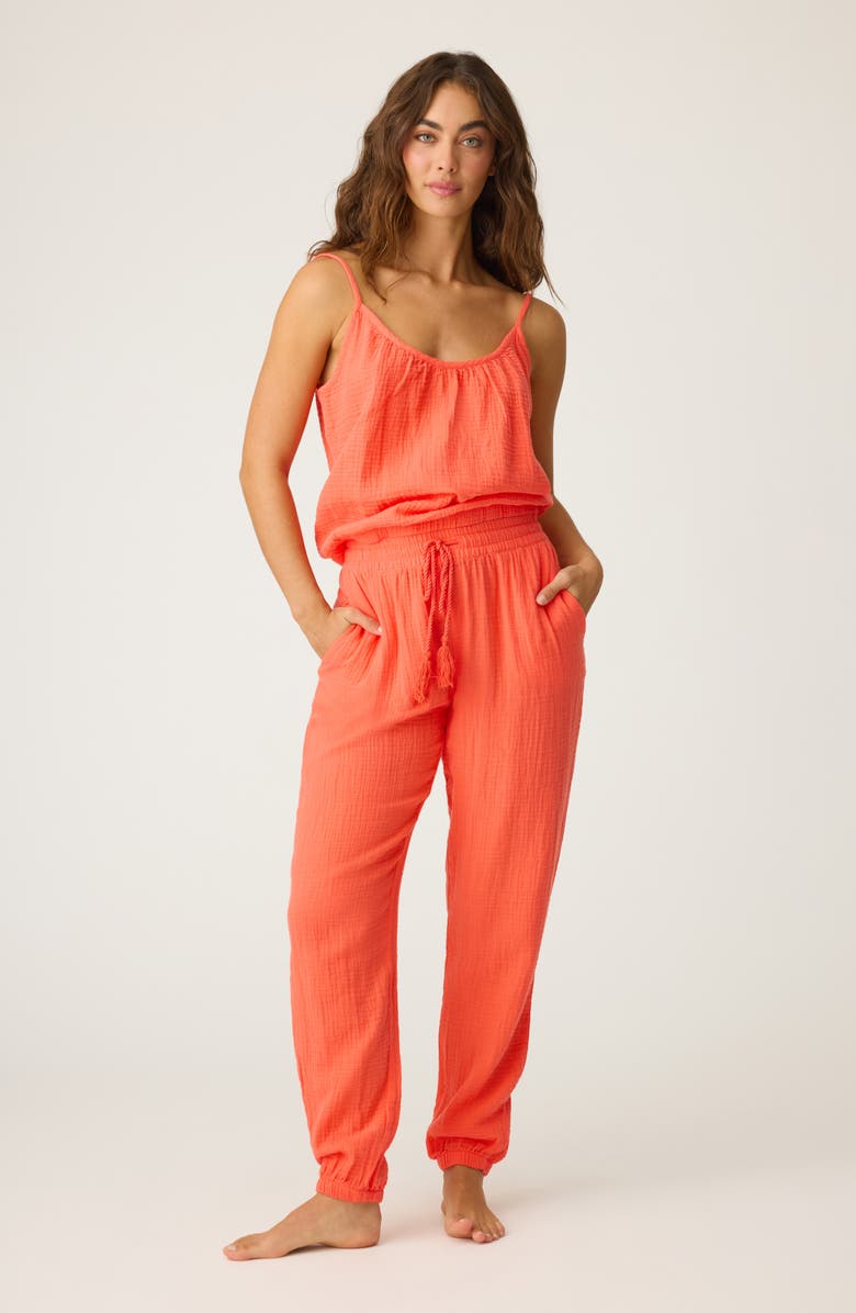 PJ Salvage Copacabana Cotton Gauze Lounge Joggers, Alternate, color, Guava