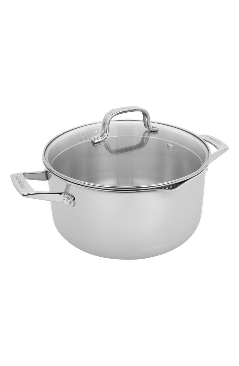HENCKELS CUTLERY Clad H3 6-Quart Stainless Steel Pot with Lid, Main, color, Silver