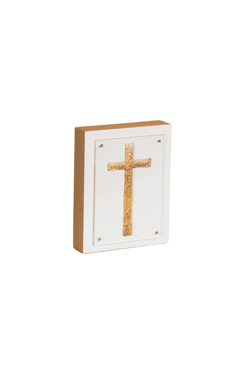 Transpac Wood and Acrylic Block Gold Cross Multicolored for Spring Home Decor, Alternate, color, Multicolored