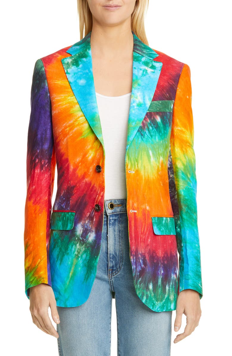 R13 Tie Dye Linen Boyfriend Blazer, Main, color, 