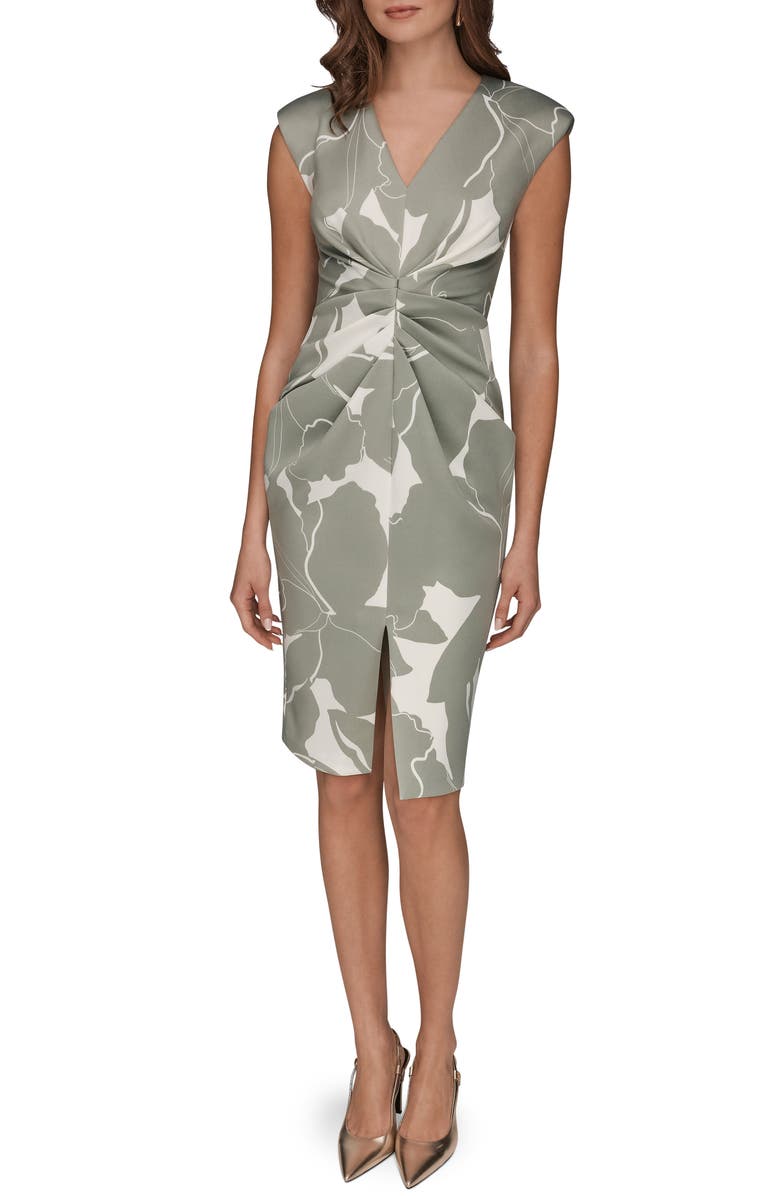 Donna Karan New York Gathered Sleeveless Sheath, Main, color, Weathered Sage