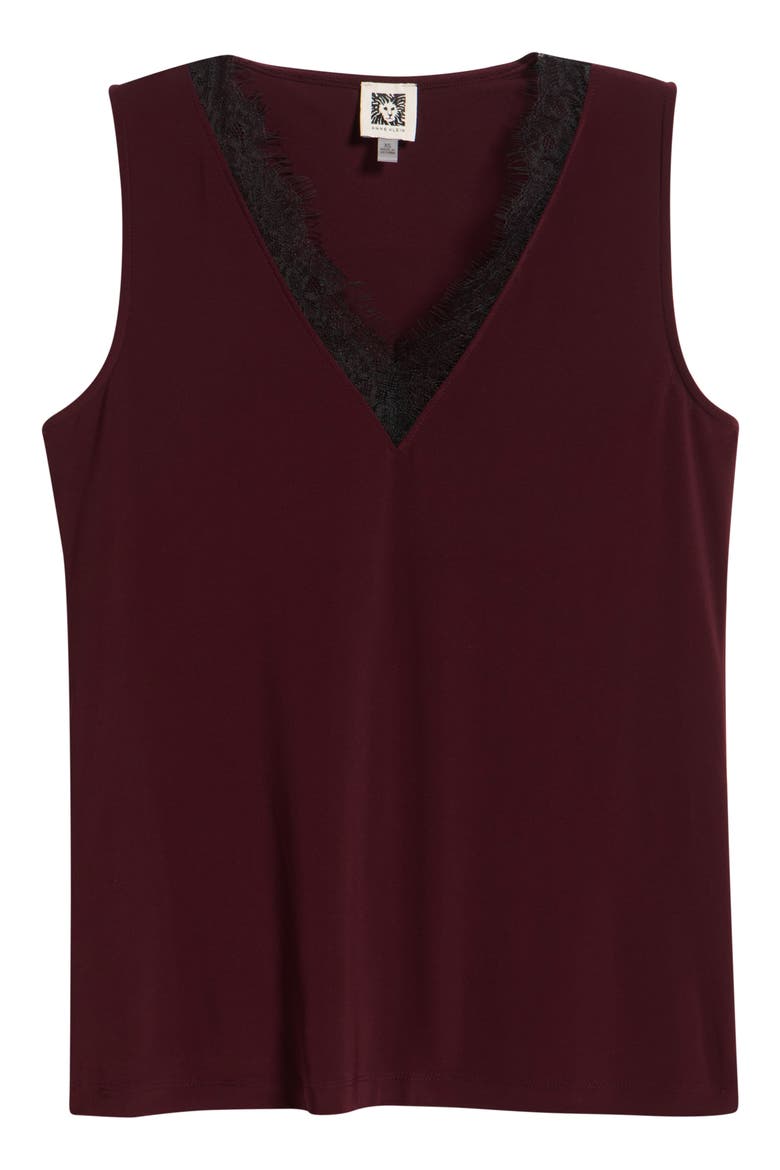Lace Trim V-Neck Tank, Alternate, color, BAROLO