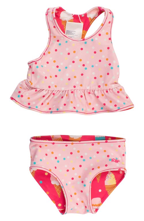 Rufflebutts Kids' Sweet Scoops Reversible Two-piece Swimsuit In Pink