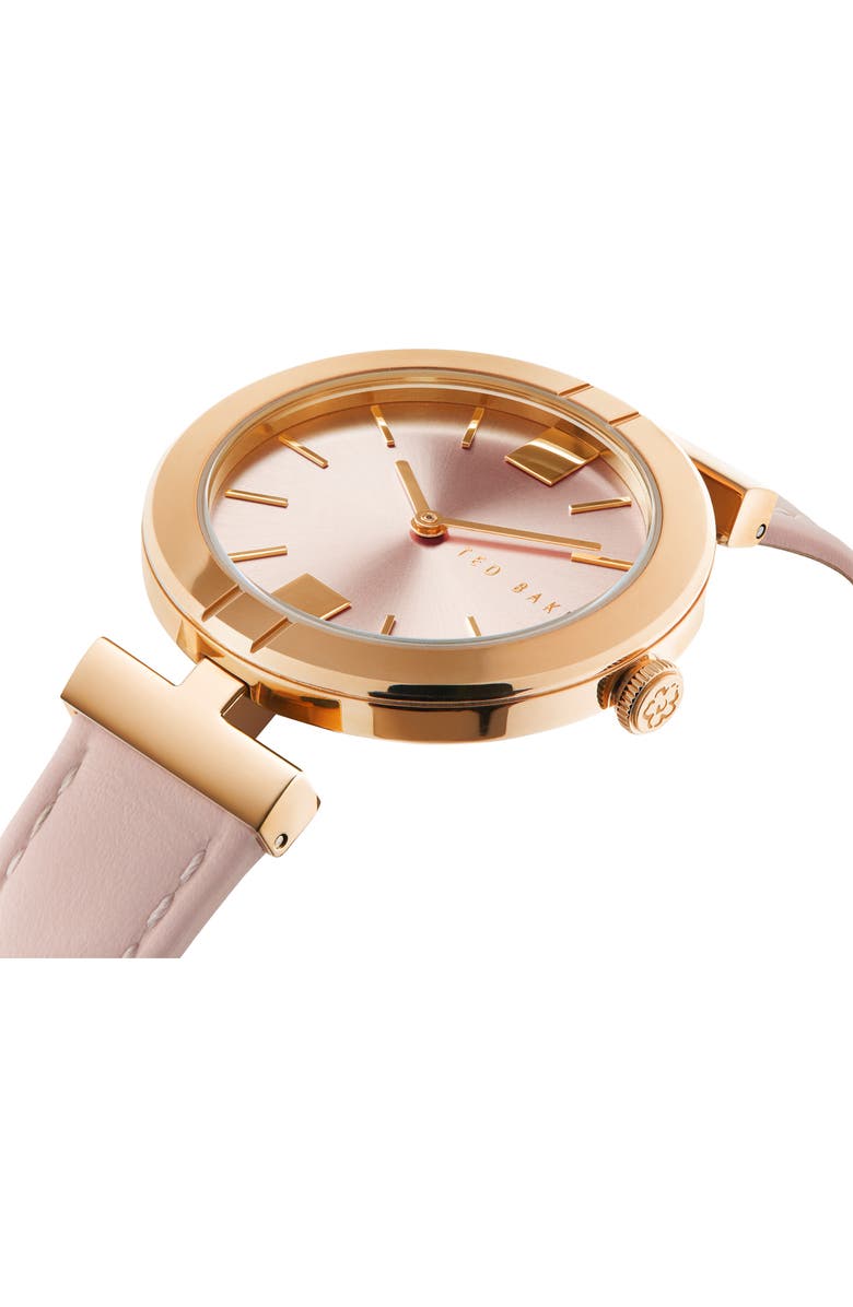Ted Baker London Darbey 2H Leather Strap Watch, 36mm, Alternate, color, Rose Gold/ Pink/ Pink