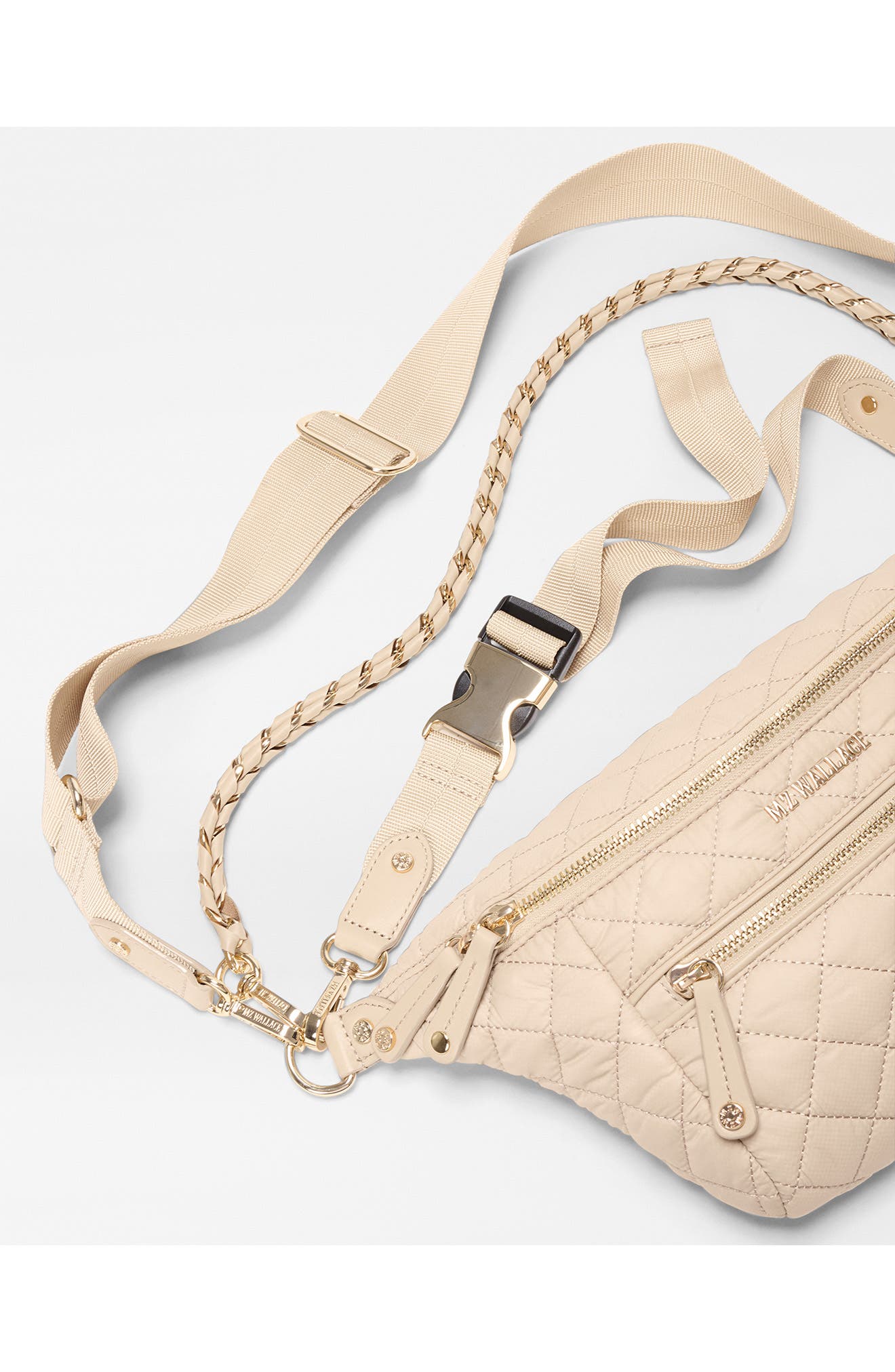 MZ Wallace Small Crosby Quilted Nylon Convertible Sling Bag, Alternate, color, Buff