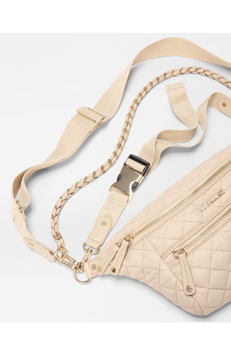 MZ Wallace Small Crosby Quilted Nylon Convertible Sling Bag, Alternate, color, Buff