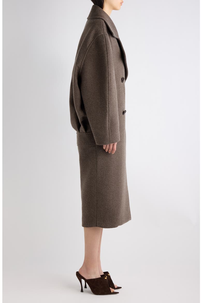 Long Cocoon Coat, Alternate, color, 6110 DARK BROWN