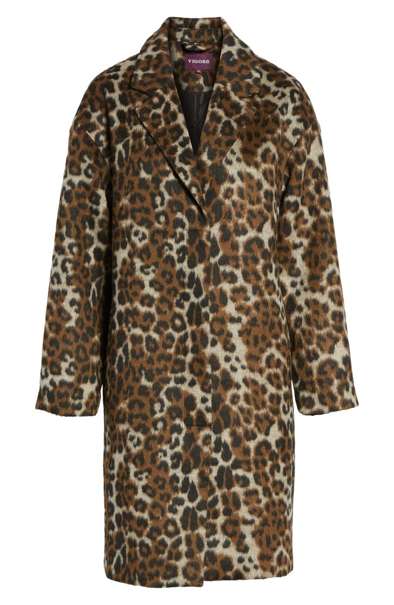 Vigoss Oversize Leopard Print Topcoat, Alternate, color,