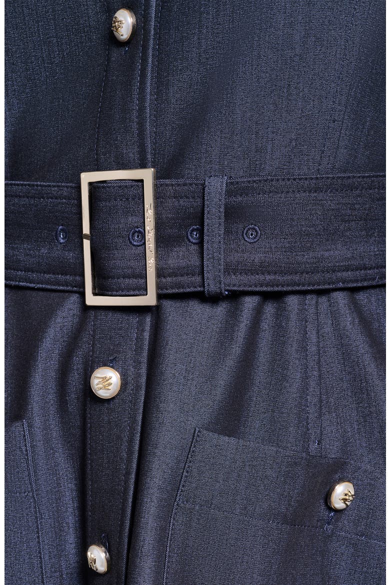 Belted Short Sleeve Midi Shirtdress, Alternate, color, INDIGO