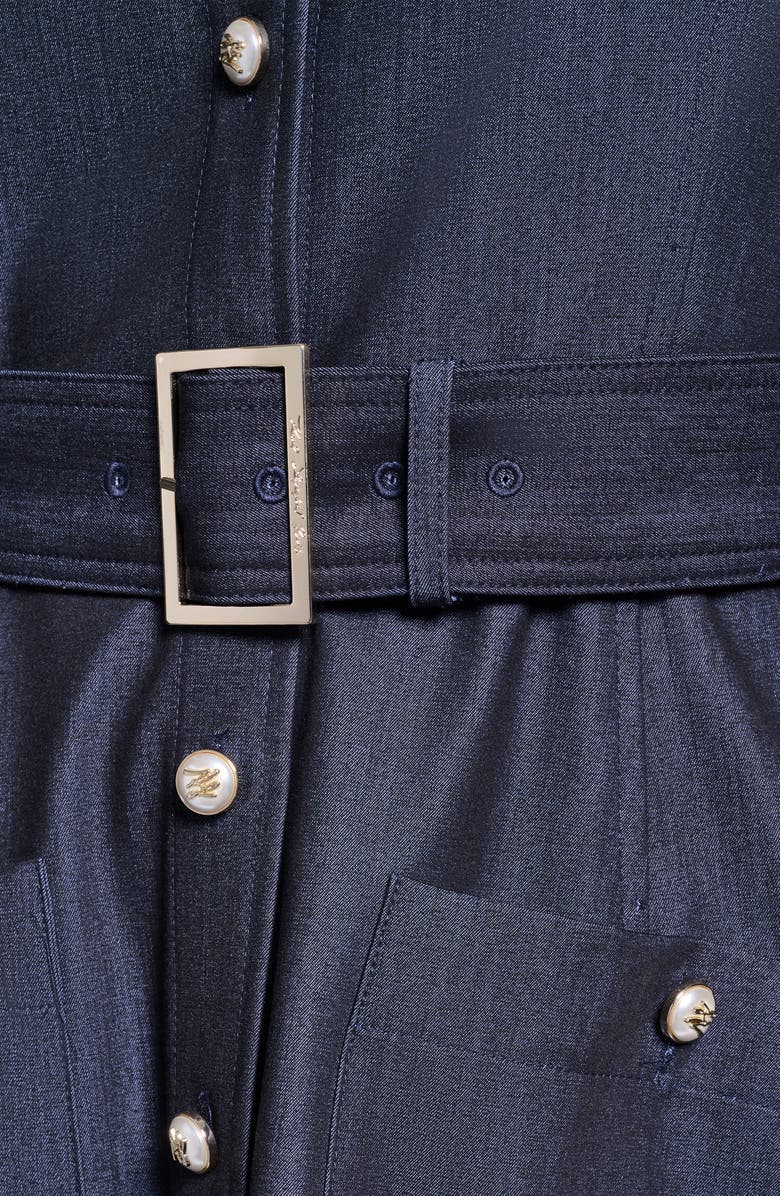 KARL LAGERFELD Belted Short Sleeve Midi Shirtdress, Alternate, color, Indigo