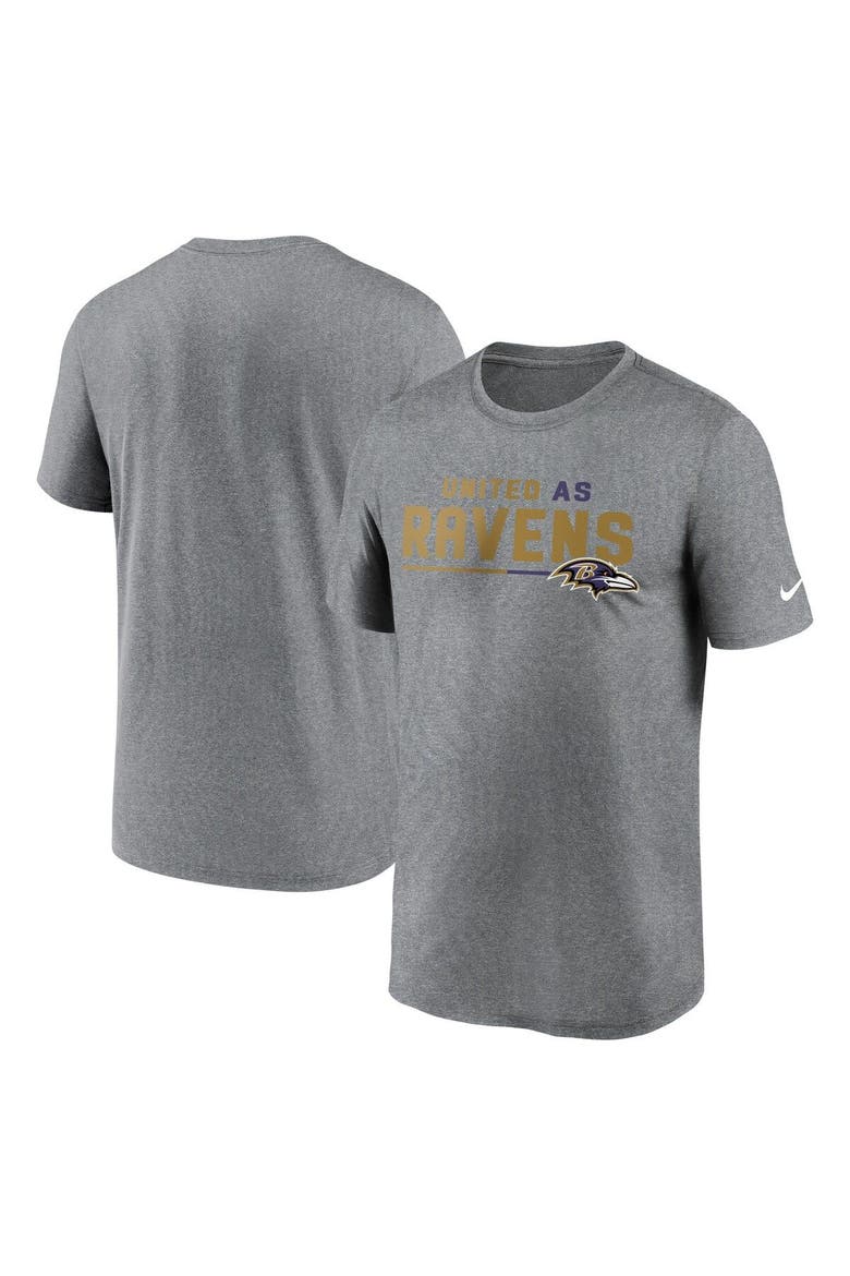 Men's Nike Heather Gray Baltimore Ravens Legend Team Shoutout Performance T-Shirt, Main, color, Heather Gray