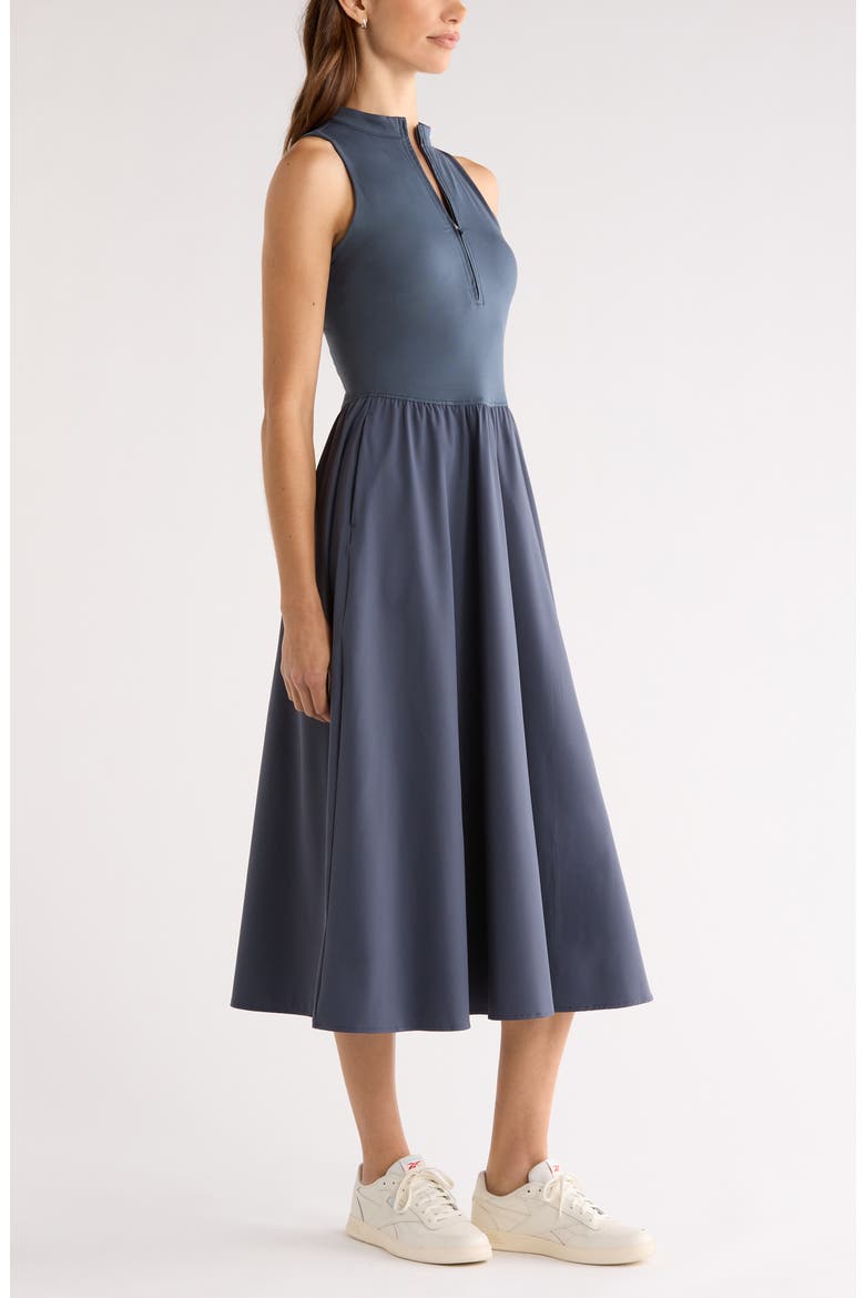 Atlas Zip Front Sleeveless Midi Dress, Alternate, color, NAVY ARMADA