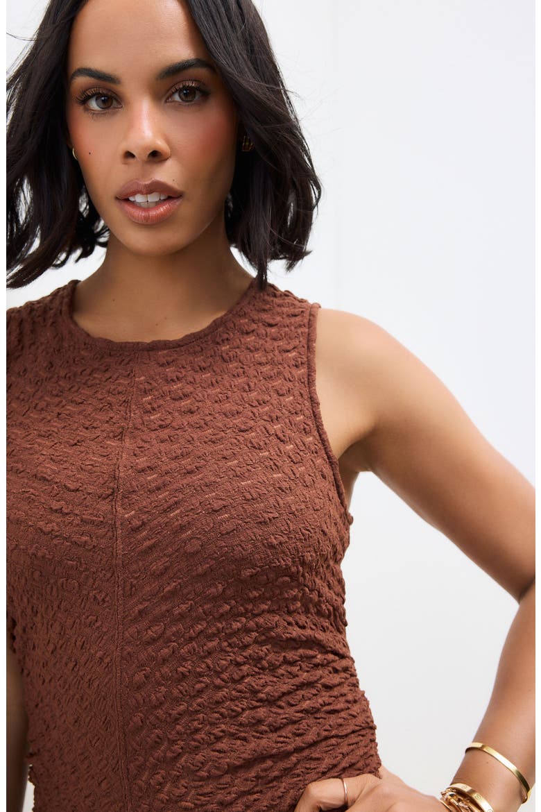 Crinkle Sleeveless Maxi Dress, Alternate, color, BROWN