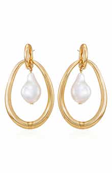 Vince Camuto Faux Pearl Doorknocker Drop Earrings