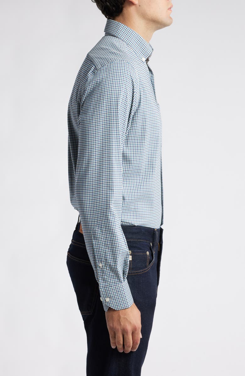Scott Barber Mélange Gingham Stretch Button-Down Shirt, Alternate, color, 