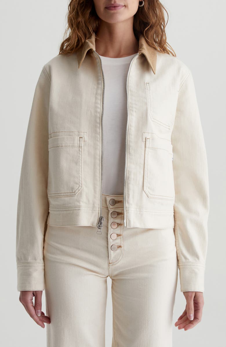 AG Jo Corduroy Collar Crop Denim Utility Jacket, Main, color, 