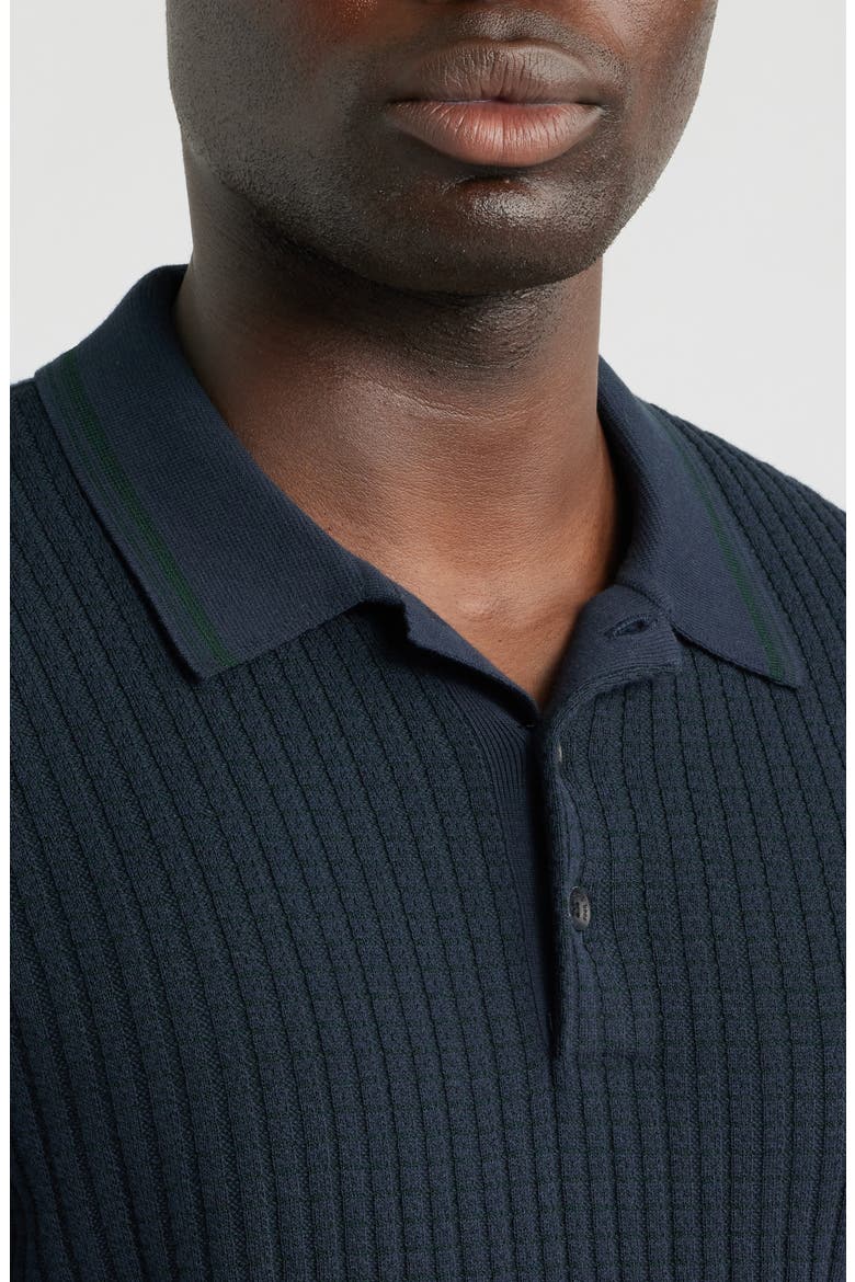 Harvey Rib Polo Sweater, Alternate, color, NAVY