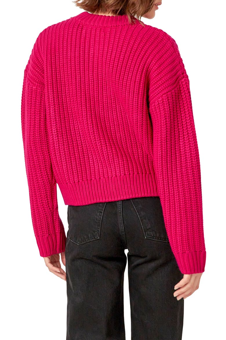 Heart Stitch Sweater, Alternate, color, FUCHSIA/PINK