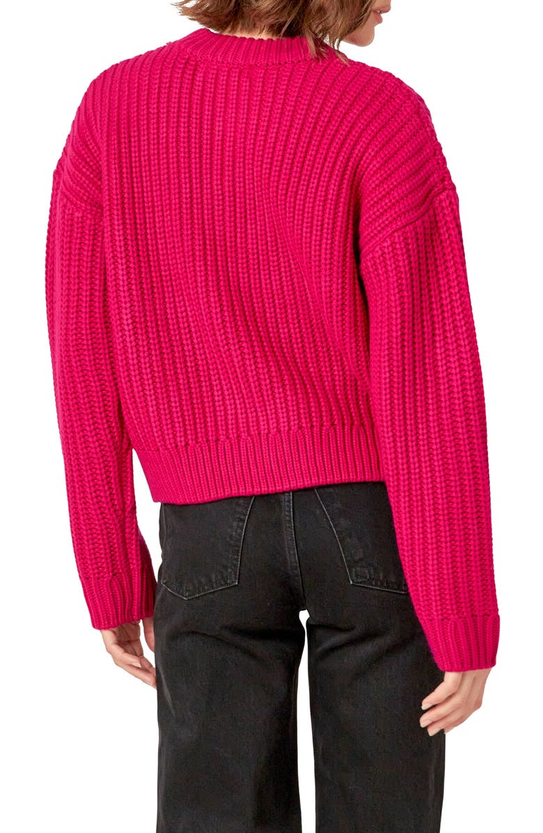 English Factory Heart Stitch Sweater, Alternate, color, Fuchsia/Pink