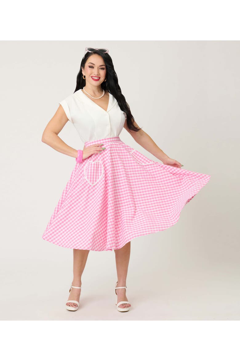 Sally Swing Skirt, Main, color, Pink Gingham Print