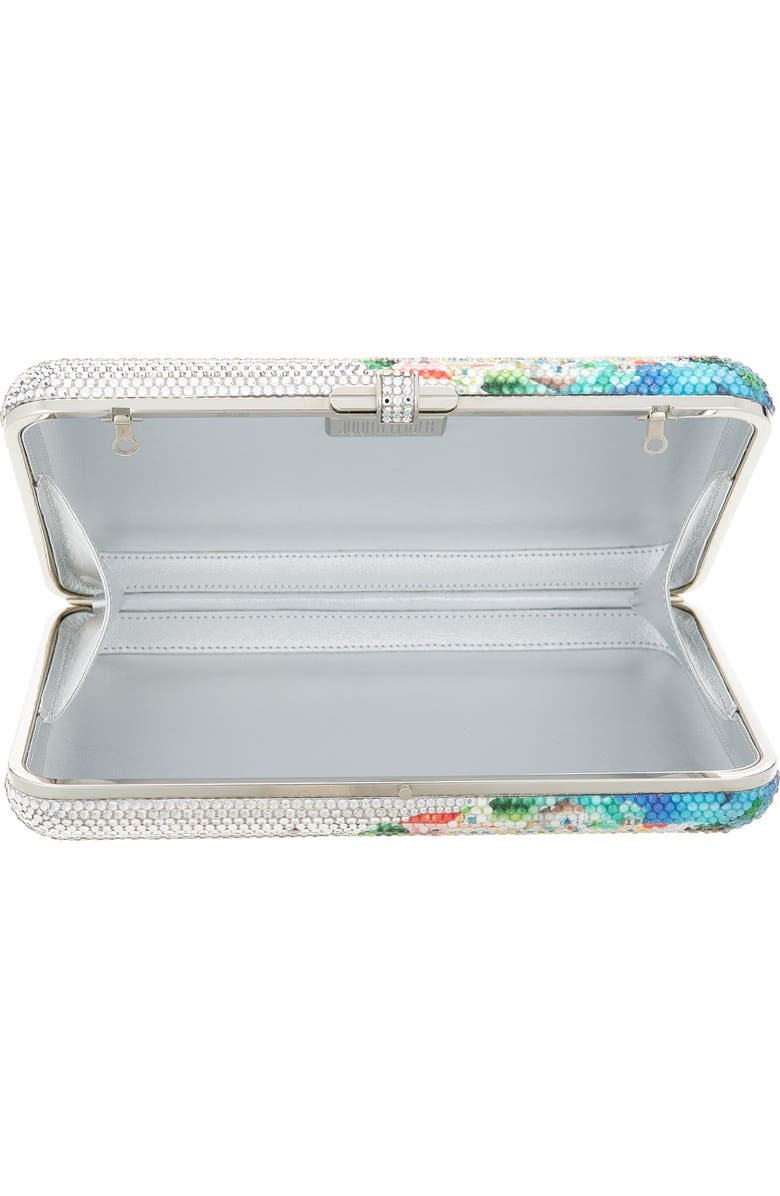 JUDITH LEIBER COUTURE Slim Slide Tropical Crystal Embellished Clutch, Alternate, color, Silver Rhine Multi