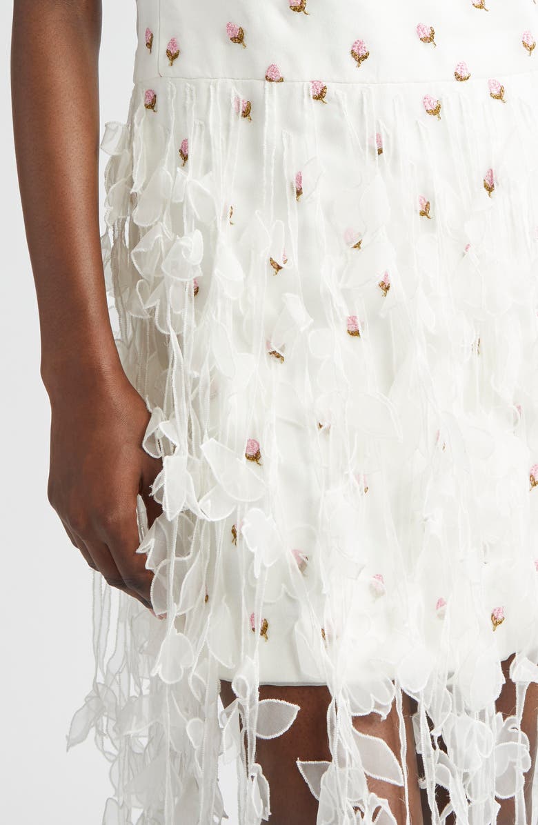 Giambattista Valli Rosebud Embroidered Fringe Hem Dress, Alternate, color, White