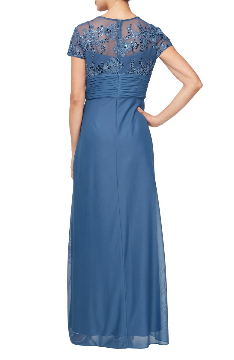 Alex Evenings Sequin Lace Bodice Gown, Alternate, color, Vintage Blue