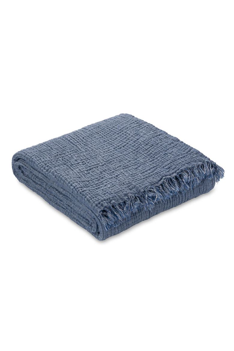 Soho Supersoft 4-Layer Cotton Gauze Throw, Alternate, color, Denim Blue