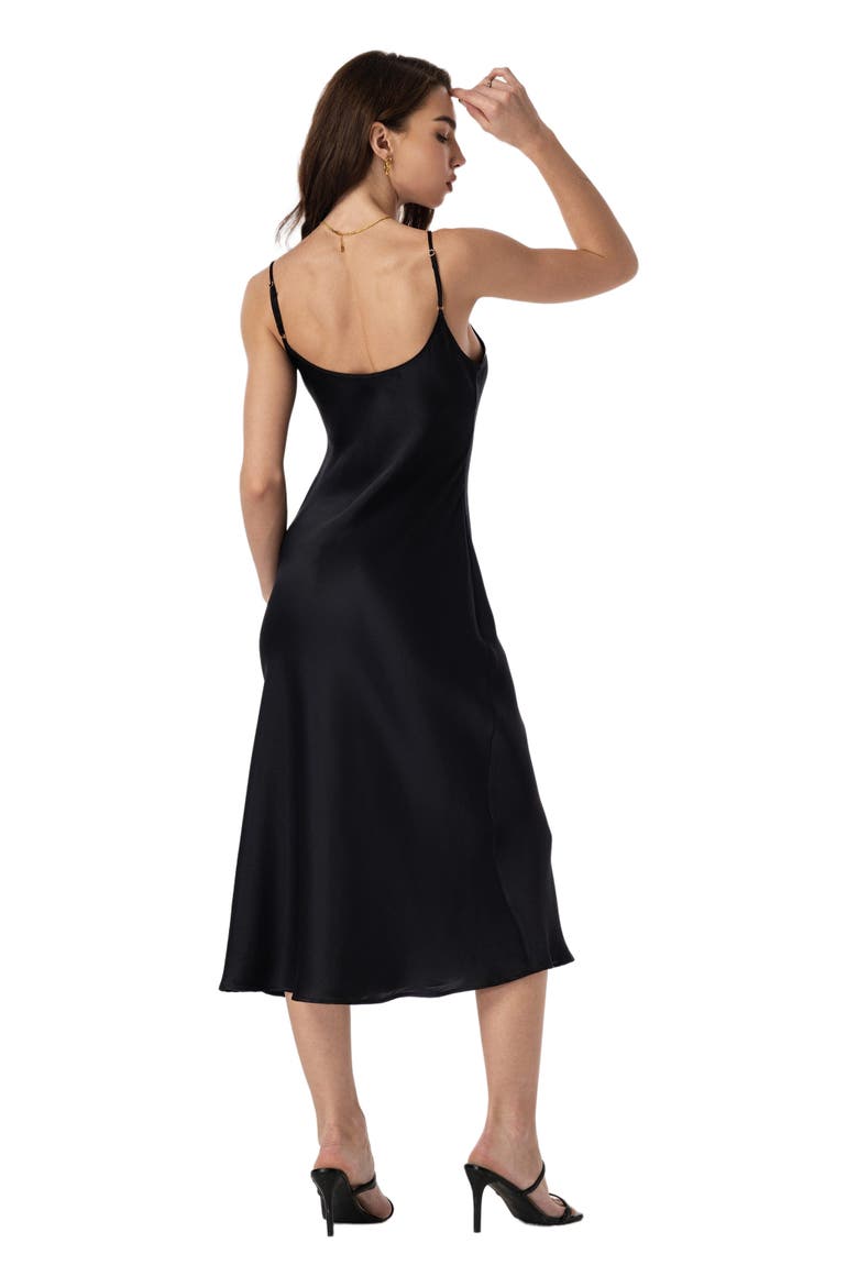 Mulberry Silk Spaghetti Strap Long Nightgown, Alternate, color, Black