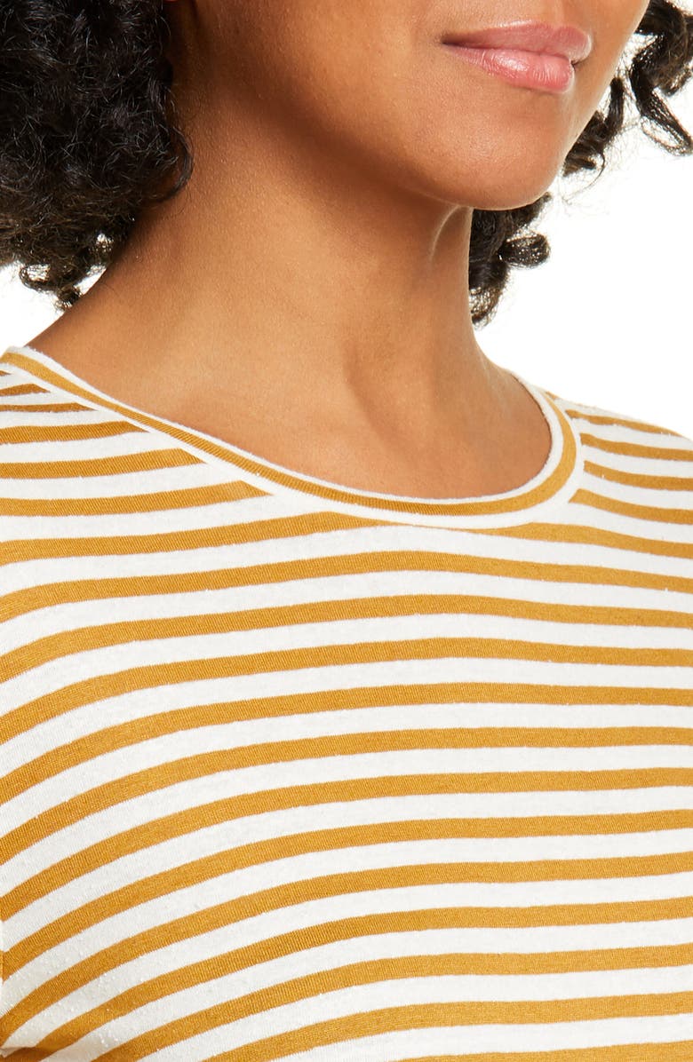 Vince Stripe Long Sleeve Silk Blend Tee, Alternate, color, 