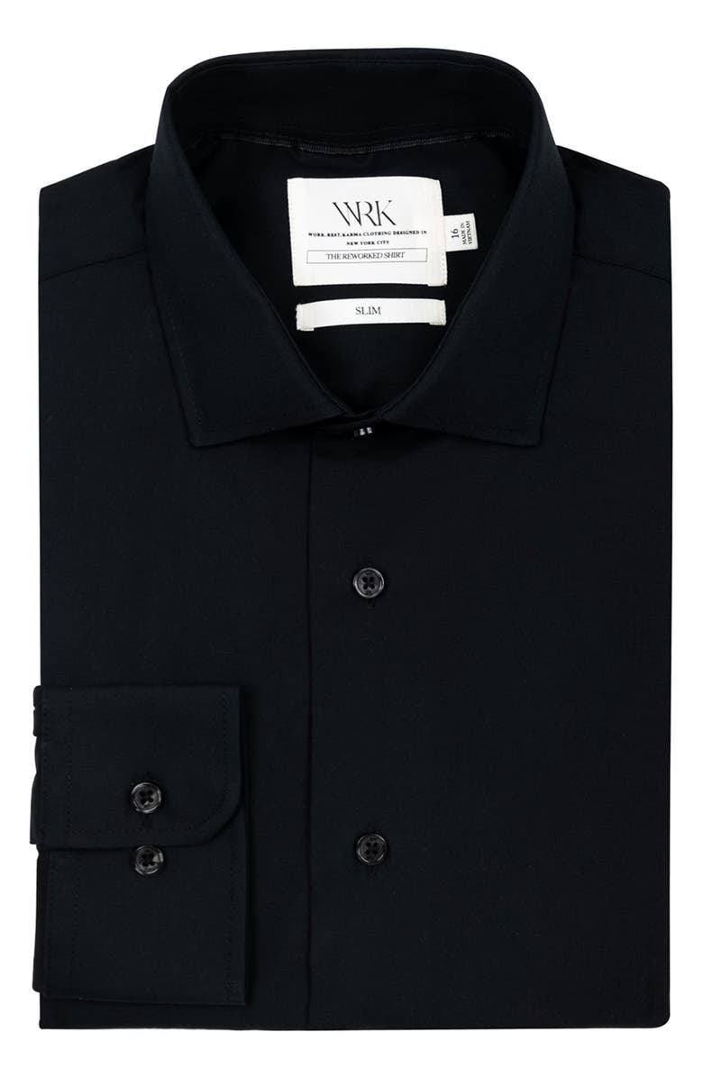 W.R.K Slim Fit Solid Reworked Dress Shirt, Alternate, color, Black