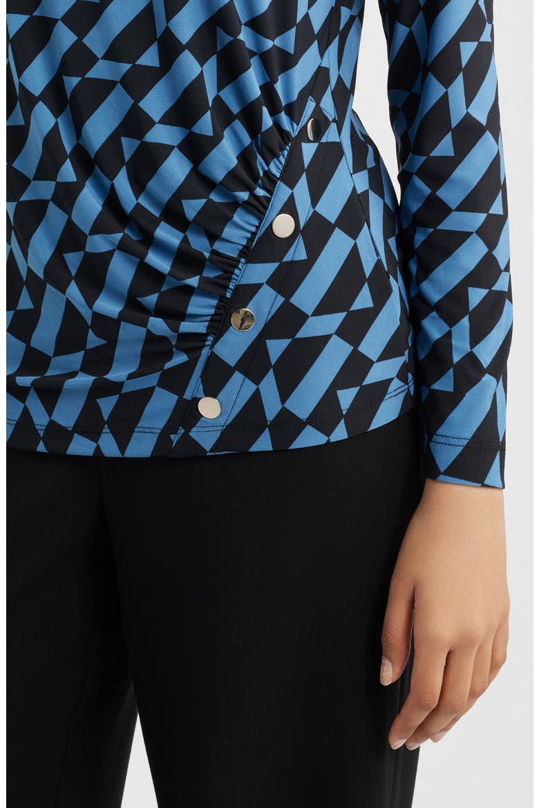 Ruched Rivet Long Sleeve Jersey Top, Alternate, color, ANNE BLACK/ DUTCH BLUE