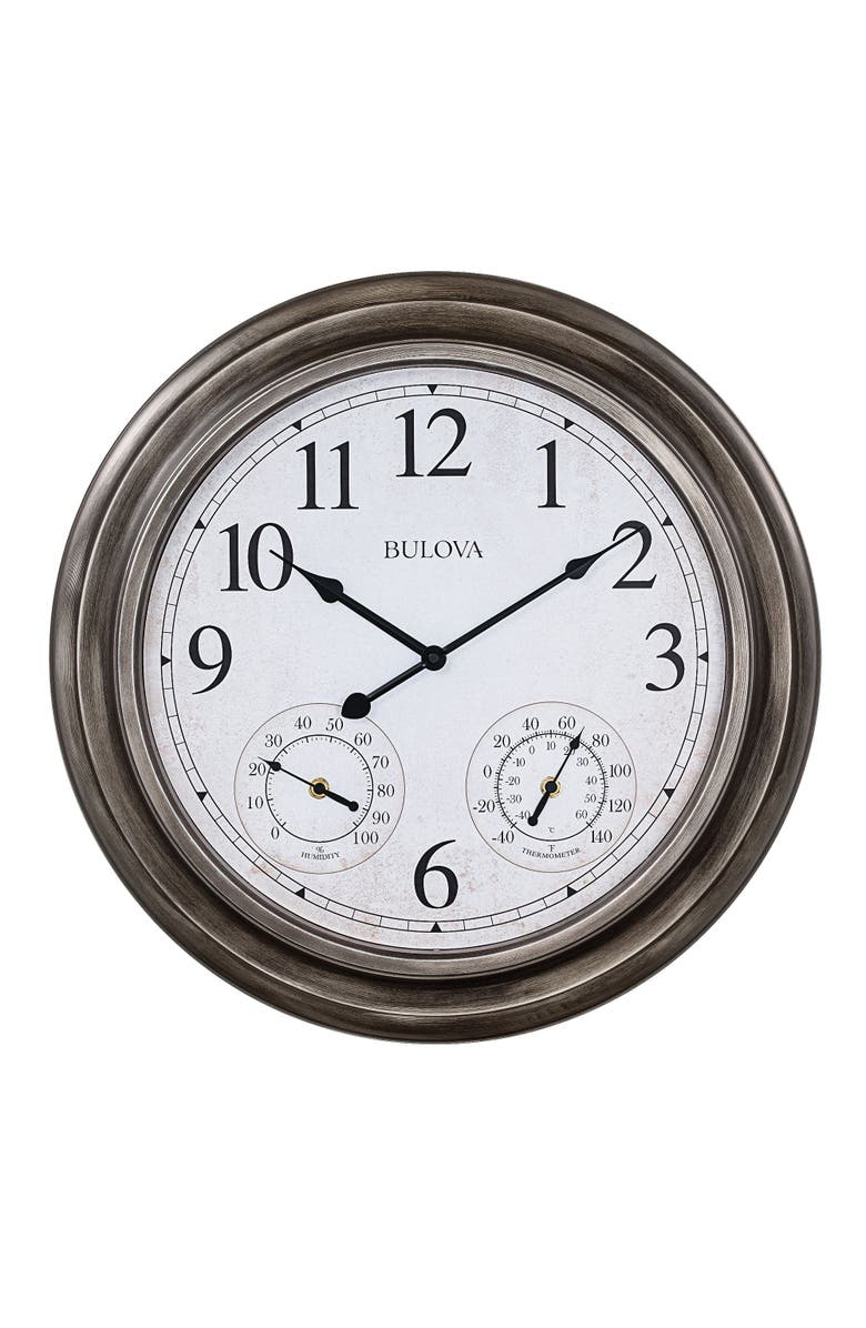 Bulova Clocks Block Island Indoor Outdoor Clock, Silver, Main, color, Silver