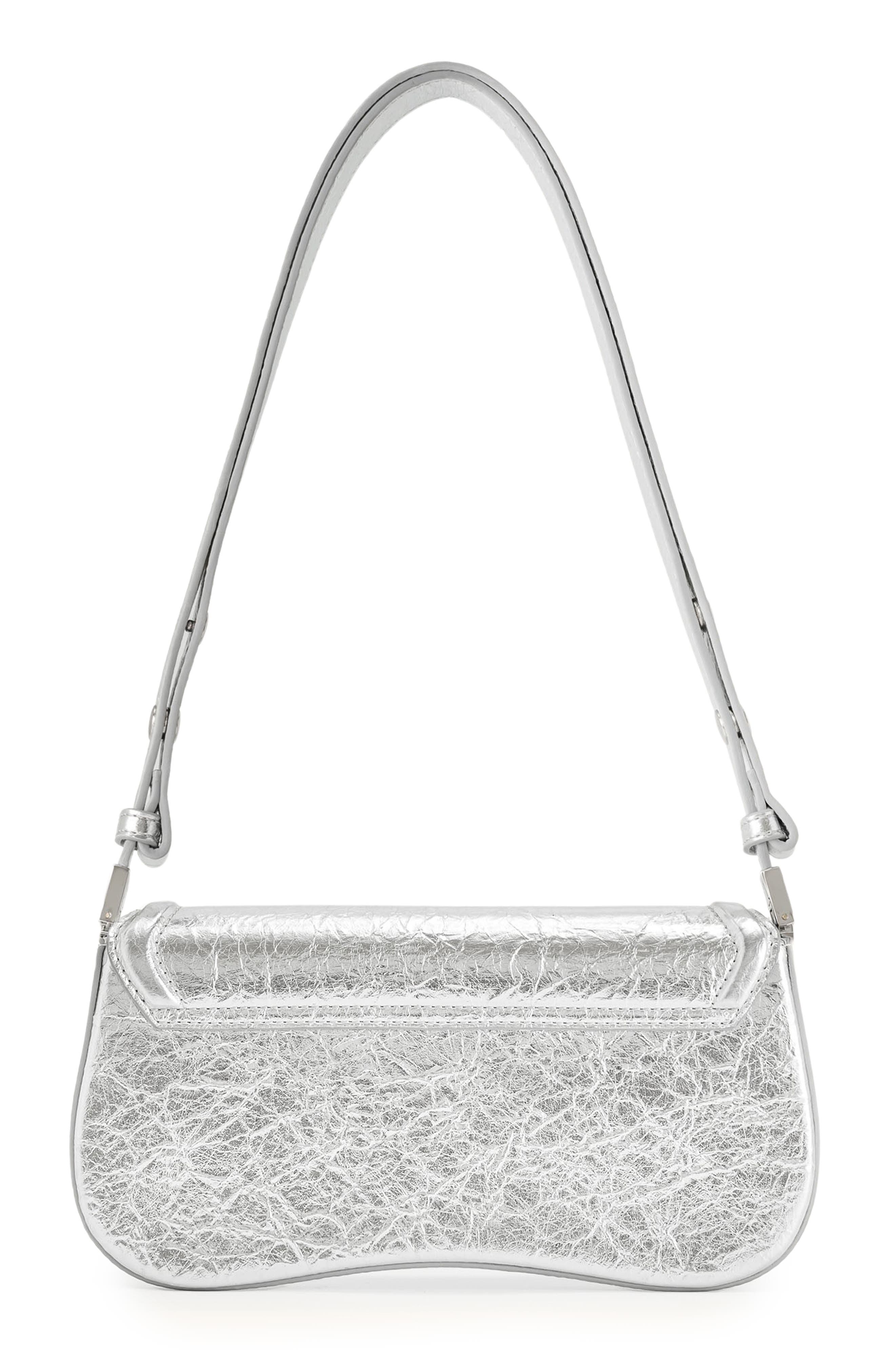 JW PEI Joy Metallic Faux Leather Shoulder Bag, Alternate, color, Silver