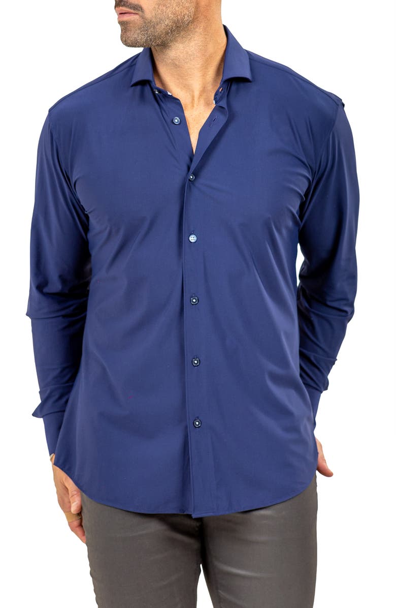 Maceoo Eins Marthy Contemporary Fit Button-Up Shirt, Alternate, color, Blue