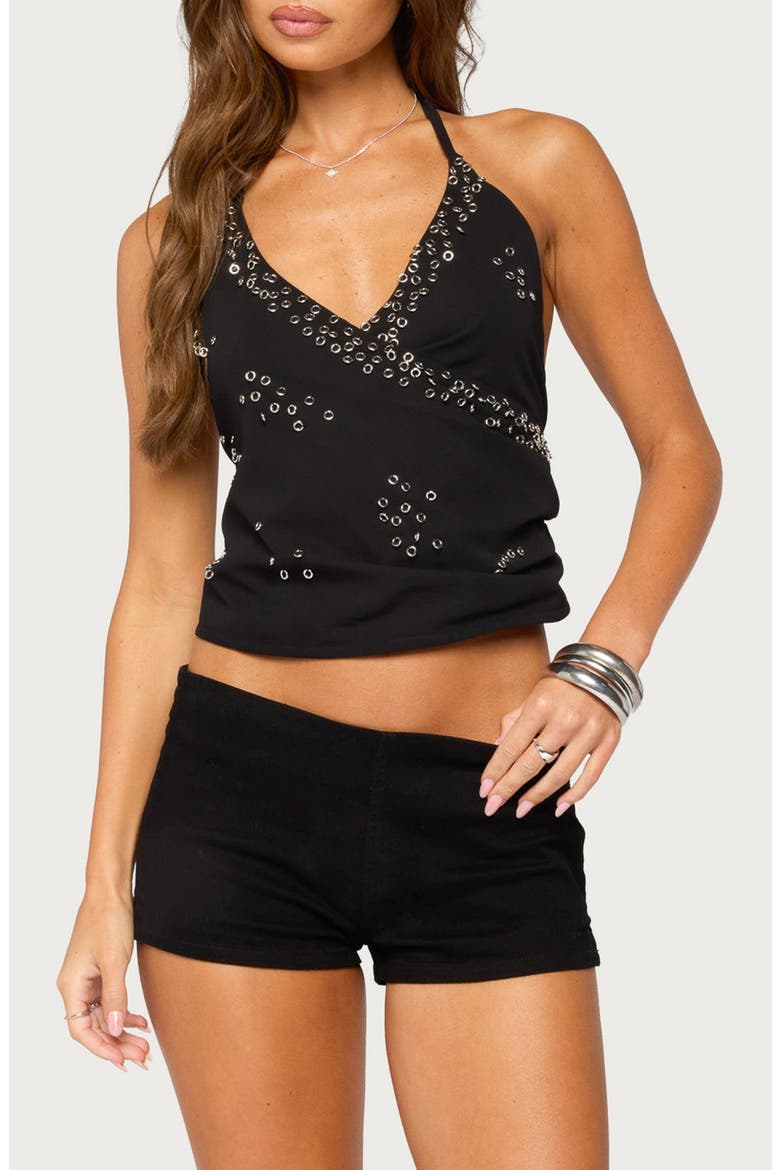Kadie Ring Halter Top, Main, color, BLACK