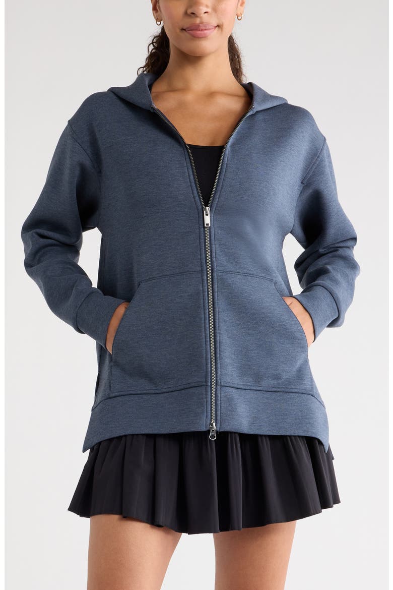 Ultra Luxe Volume Zip Hoodie, Main, color, NAVY ARMADA HEATHER