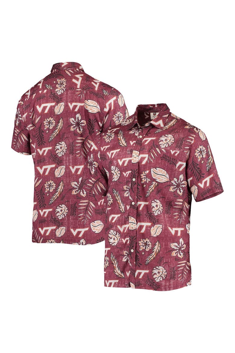 Men's Wes & Willy Maroon Virginia Tech Hokies Vintage Floral Button-Up Shirt, Main, color, Maroon