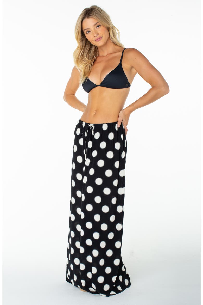 Iyla Polka Dot Drawstring Maxi Skirt, Alternate, color, ANTHRACITE