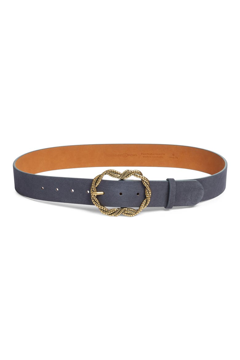Carmen Twist Rope Buckle Leather Belt, Main, color, GREY EXCALIBUR