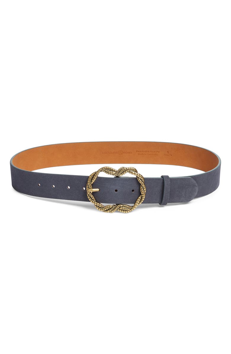 Treasure & Bond Carmen Twist Rope Buckle Leather Belt, Main, color, Grey Excalibur