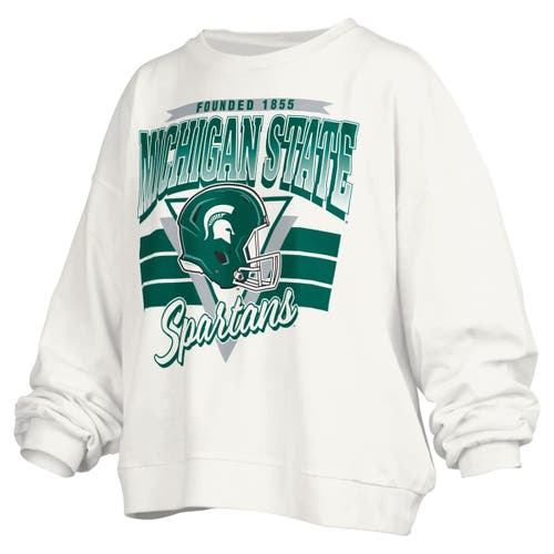 Pressbox White Michigan State Spartans Janice Retro Logo Oversized Pullover Sweatshirt In White