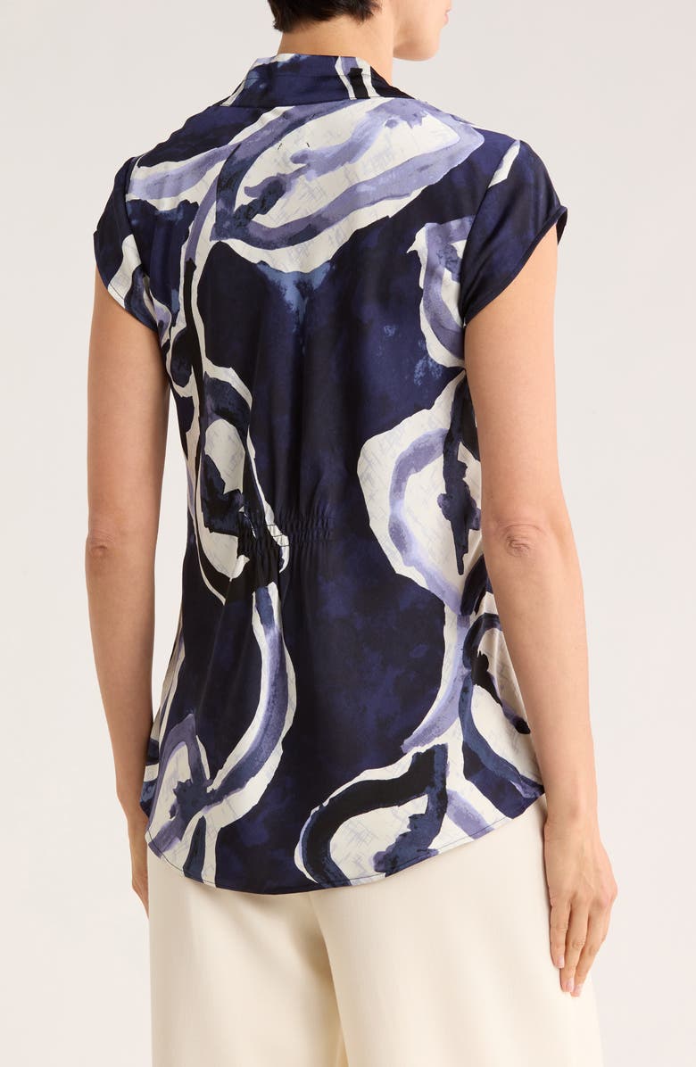NIC+ZOE Watercolor Vines Split Neck Top, Alternate, color, Indigo Multi