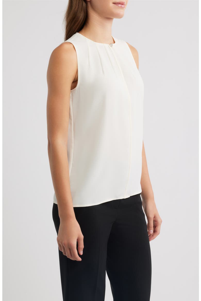 Pleated Keyhole Neck Sleeveless Top, Alternate, color, WHITE DOVE